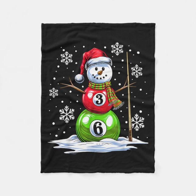Ol Game Snowman Billiards Player Funny Christmas  Fleece Blanket (Front)
