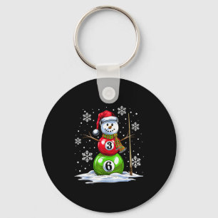 Ol Game Snowman Billiards Player Funny Christmas  Key Ring