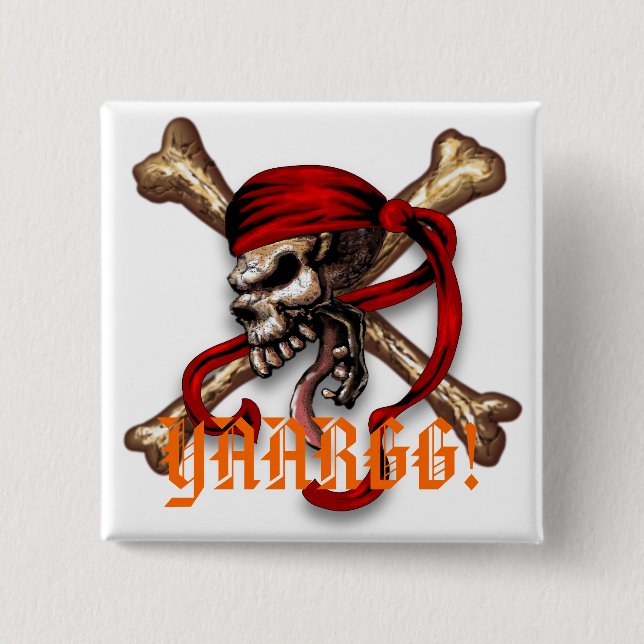 Ol Pirate Skull, YAARGG! 15 Cm Square Badge (Front)