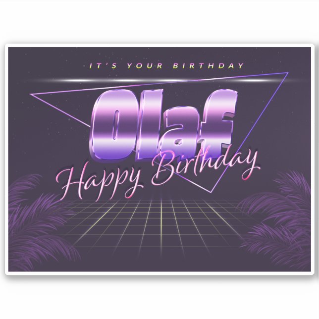 Olaf Name First name lila retro Sticker Birthday (Front)