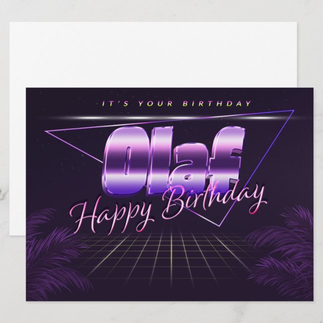 Olaf Name First name pura retro card Birthday (Front/Back)