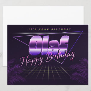 Olaf Name Vorname lila retro Karte Geburtstag Card