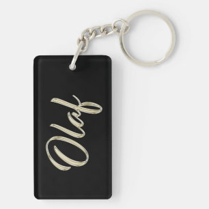 Olaf name whitegold key trailer ring