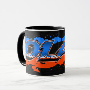 Olaf Vorname Name Graffiti blue orange Tasse Mug