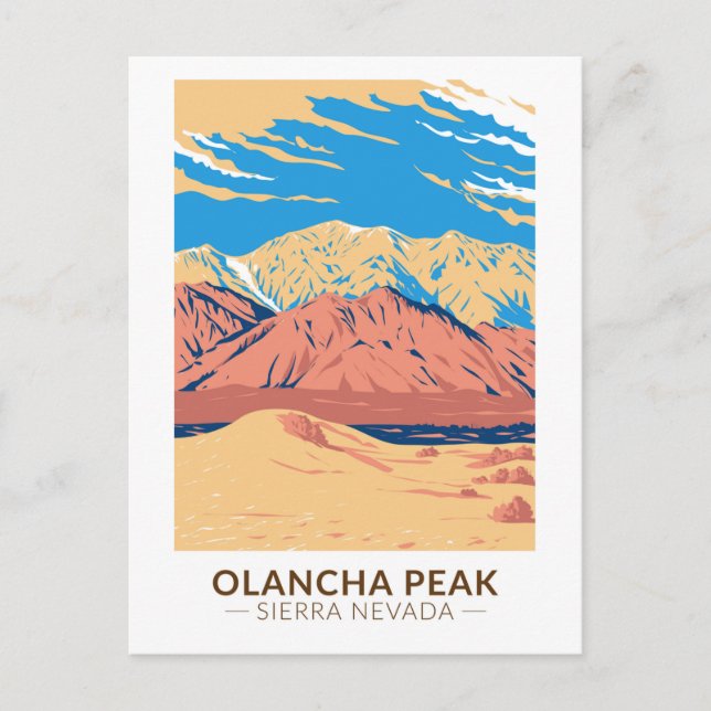 Olancha Peak Sierra Nevada California Vintage Postcard (Front)
