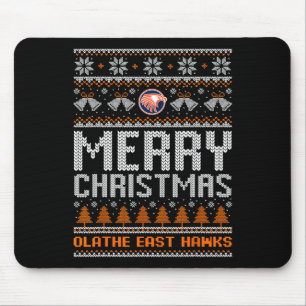Olathe East Hawks Logo Merry Christmas Ugly Sweate Mouse Mat
