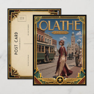 Olathe Kansas Vintage Art Deco Golden Age Postcard