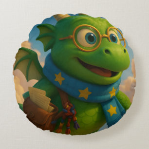 Olbas the Friendly Dragon Round Cushion