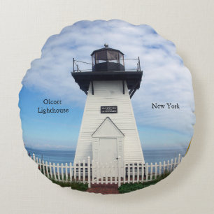Olcott Lighthouse round pillow