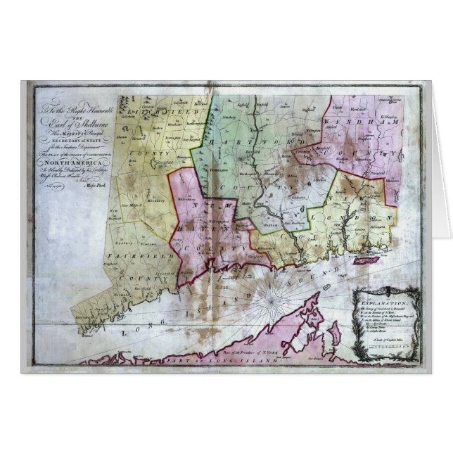 Old 1766 Connecticut Map (Front Horizontal)