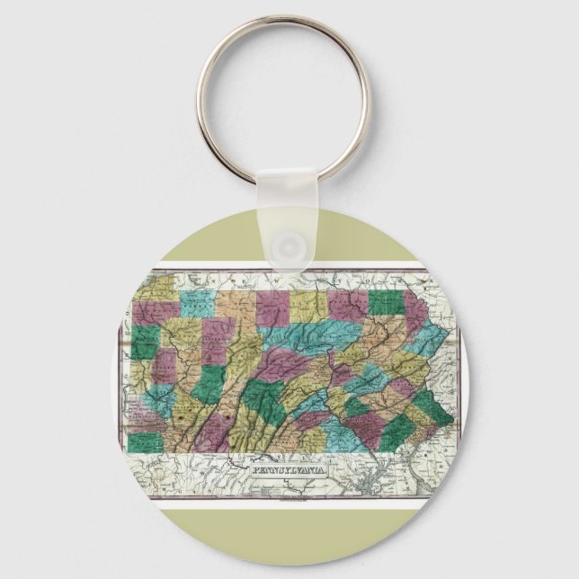 Old 1829 Pennsylvania Map Key Ring (Front)