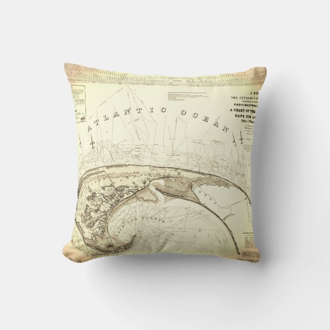 Old (1833) Map of Provincetown Truro Cushion (Front)