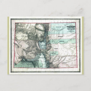 Old 1862 Colorado Map Postcard