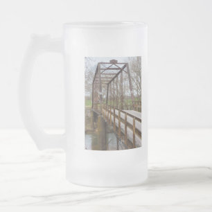 Old 1912 Green Bridge Frosted Glass Beer Mug