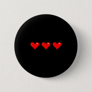 Old 8 Bit Heart Arcade Retro Xel Gamer Valentine's 6 Cm Round Badge