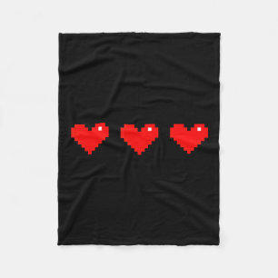 Old 8 Bit Heart Arcade Retro Xel Gamer Valentine's Fleece Blanket