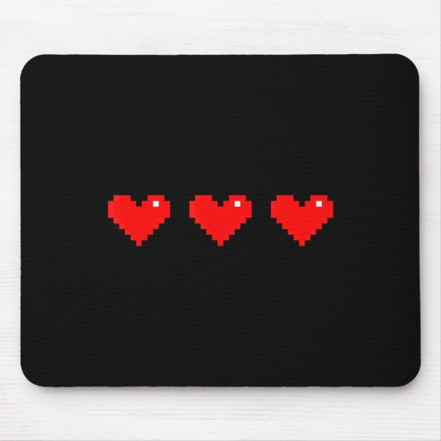 Old 8 Bit Heart Arcade Retro Xel Gamer Valentine's Mouse Mat (Front)