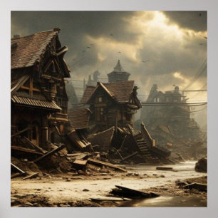 Old Abandoned 19th century town Main Street Poster