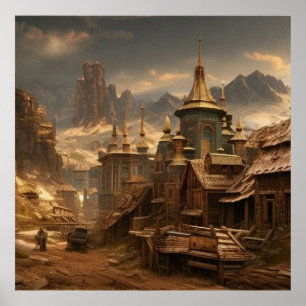 Old Abandoned 19th century village beautiful Poster