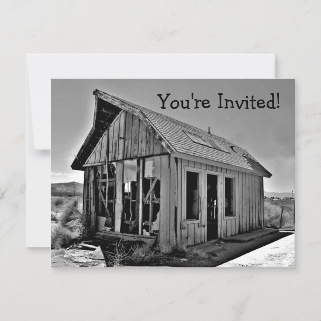 Old abandoned and detroyed shack invitations (Front)