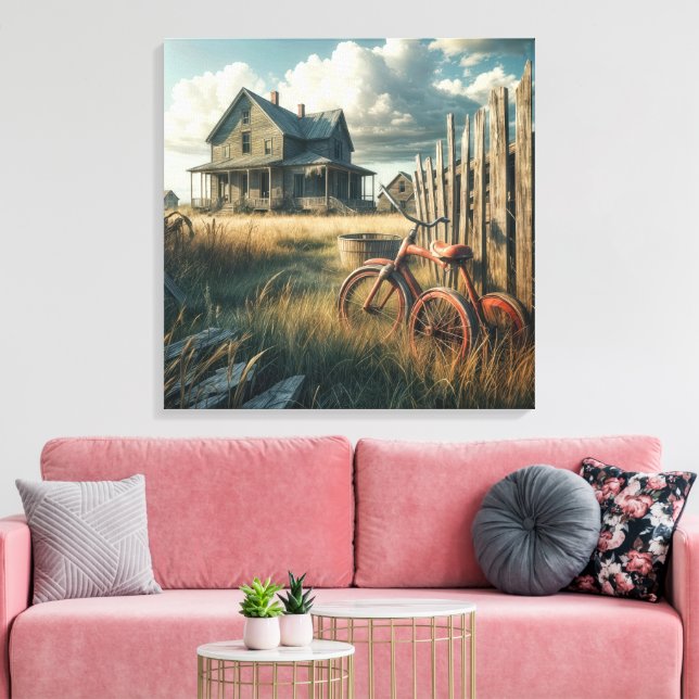Old Abandoned Red Tricycle Canvas Print (Insitu(LivingRoom))