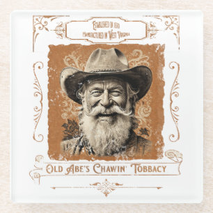 Old Abe's Chawin' Tobaccy Glass Coaster