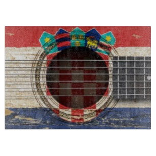 Old Acoustic Guitar with Croatian Flag Cutting Board