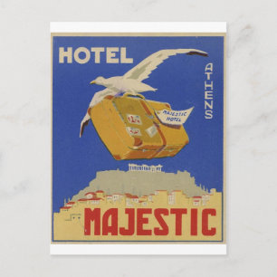 Old Advert Athens Greece Hotel Majestic Postcard