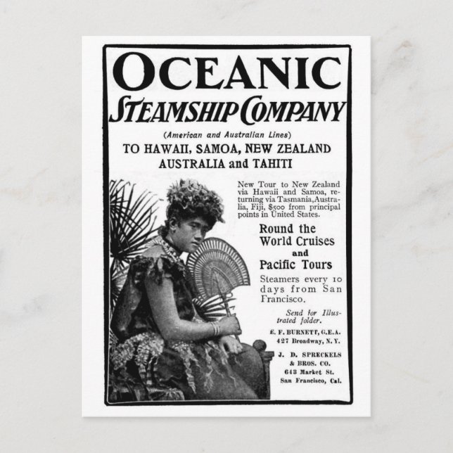 Old Advert Oceanic Steamship Company Postcard (Front)