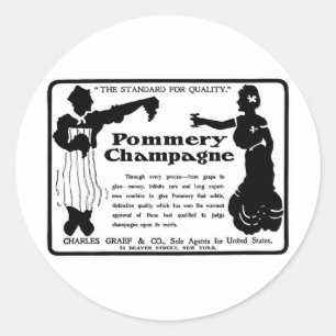 Old Advert Pommery Champagne Classic Round Sticker