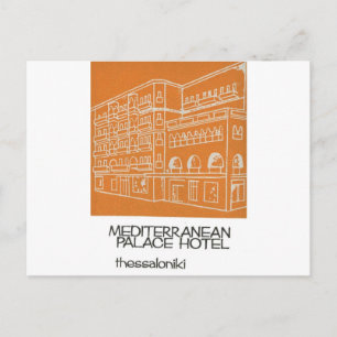Old Advert Thessaloniki Mediterranian Hotel Greece Postcard