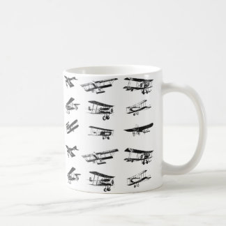 Old aeroplanes in black and white, vintage aircraf coffee mug