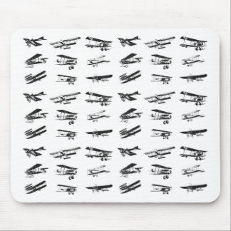 Old aeroplanes in black and white, vintage mouse mat