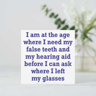 Old Age: False Teeth, Hearing Aid and Lost Glasses Card
