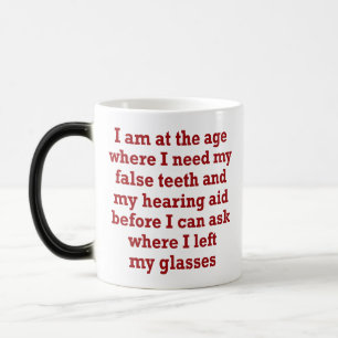 Old Age: False Teeth, Hearing Aid and Lost Glasses Magic Mug