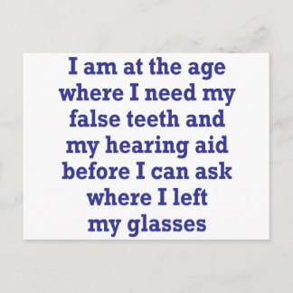 Old Age: False Teeth, Hearing Aid and Lost Glasses Postcard