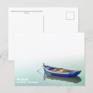 Old Aiola boat. Small rowboat in Seixal Bay.  Postcard