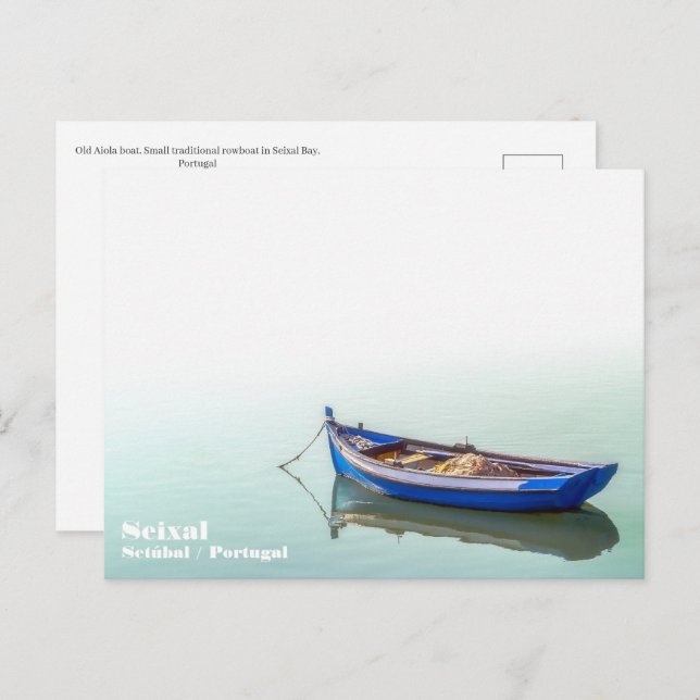 Old Aiola boat. Small rowboat in Seixal Bay.  Postcard (Front/Back)