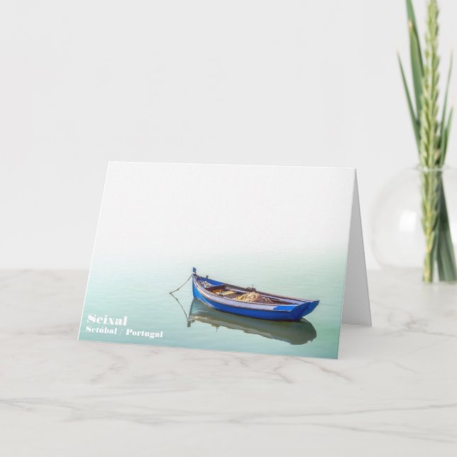 Old Aiola boat. Small rowboat in Seixal Bay.  Thank You Card (Front)