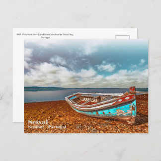 Old Aiola. Portuguese traditional boat in a beach Postcard