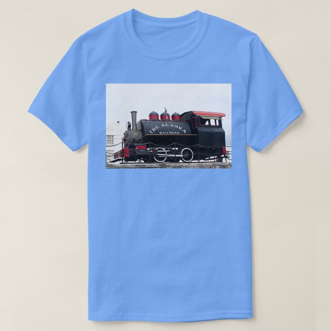 Old Alaska Railroad steam locomotive engine Anchor T-Shirt (Design Front)