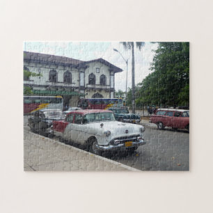 Old american car on Cuba Jigsaw Puzzle