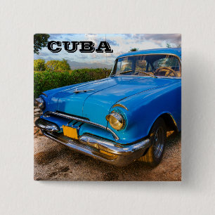 Old American classic car in Trinidad, Cuba 15 Cm Square Badge