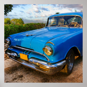 Old American classic car in Trinidad, Cuba Poster