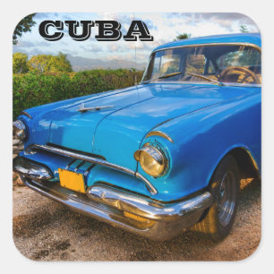 Old American classic car in Trinidad, Cuba Square Sticker