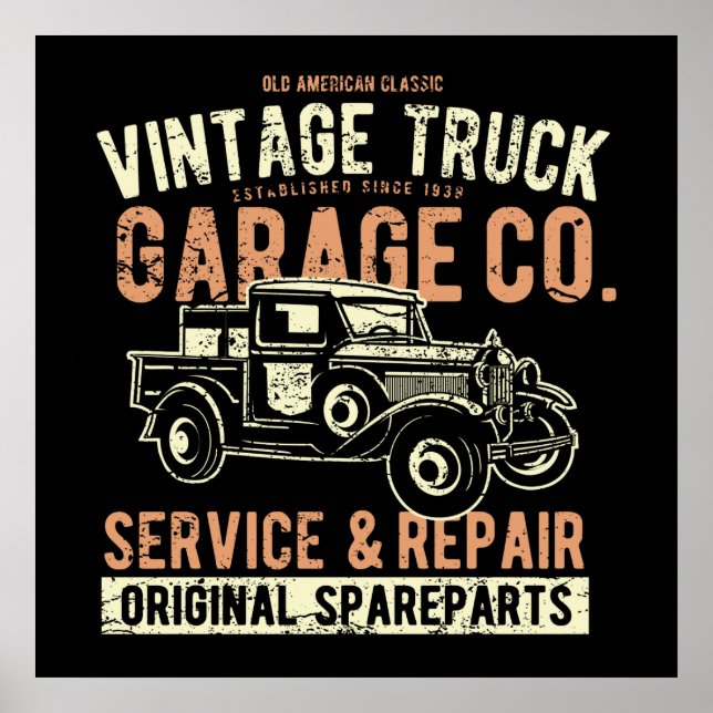 Old American Classic Vintage Truck  Poster (Front)