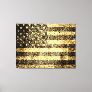 Old American Flag Grunge Cracked Canvas Print