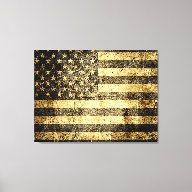 Old American Flag Grunge Cracked Canvas Print (Front)