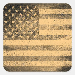 Old American Flag Grunge Square Sticker