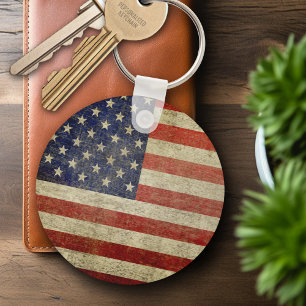 Old American Flag Key Ring